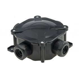   PG16 elosztódoboz, fekete, 4 bevezetéssel, 5x4mm2 terminál, IP67