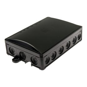   Falon kívüli kötődoboz, UV-álló, fekete, 14 bevezetéssel, 95x117x40mm, IP54 