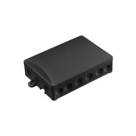   Falon kívüli kötődoboz, UV-álló, fekete, 18 bevezetéssel, 95x157x40mm, IP54 