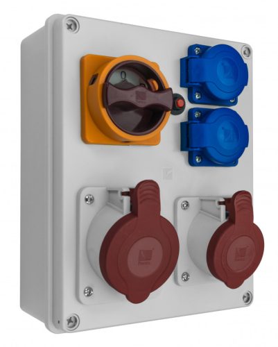 R-BOX 240, 1x32A/4p, 1x16A/4p, 2x250V, L/P háromállású főkapcsoló