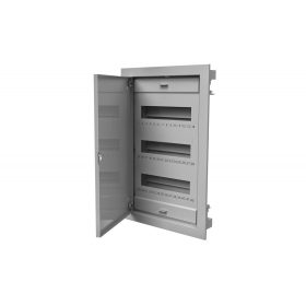   Univerzális, 3 soros elosztószekrény fém ajtóval, N+PE sínnel, 36+5 modullal