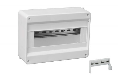 Lakáselosztó, ajtó nélküli, 12 modul, N+PE sínnel