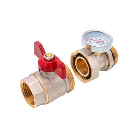   Sárgaréz golyóscsap egyenes 1" KB hollanderes hőmérővel 