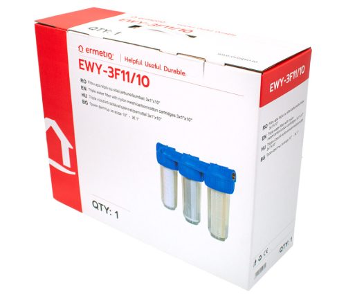 Vizszűrő poharas 10" 3 részes    1" tartóval, szerelő kulcsal, szénszűrő/pamutszűrő/szitásszűrővel