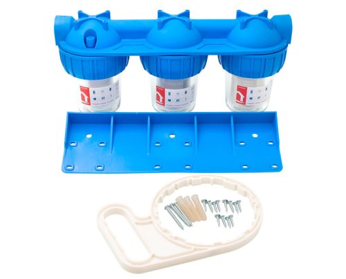 Vizszűrő poharas 5" 3 részes    1" tartóval, szerelő kulcsal, szénszűrő/pamutszűrő/szitásszűrővel