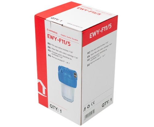 Vízszűrő poharas   5"    1" + pamut patronnal, tartóval, szerelőkulcsal