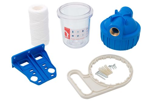 Vízszűrő poharas   5" 3/4" + pamut patronnal, tartóval, szerelőkulcsal