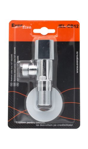 Kerámia betétes INOX sarokszelep 1/2x3/8" SZÖGLETES