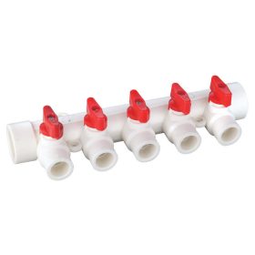   PP-R Osztó-gyűjtő 3 körös csatlakozással, piros csappal 1"