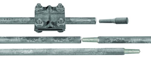 Menet nélküli, összeszerelhető földelőrúd, csatlakozóval, toldóval, 3m