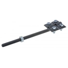   Villámvédelmi vezetékfeszítő vas, 220mm, M12 csavarral és anyával, (4xM8-as csavarral rögzíthető), (vezeték átmérő: 8,10mm)