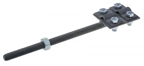 Villámvédelmi vezetékfeszítő vas, 220mm, M12 csavarral és anyával, (4xM8-as csavarral rögzíthető), (vezeték átmérő: 8,10mm)