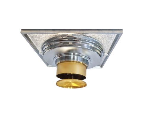 Padló lefolyó sárgaréz szeleppel és inox fedővel 100*100