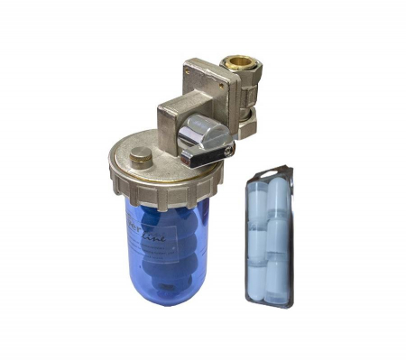 Vegyszer adagolós vízlágyító 1/2 függőleges+Polifoszfát utántöltő készlet 6 db/csomag